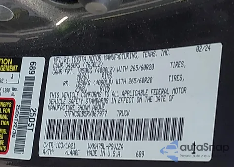 2024 Toyota Tundra Hybrid Platinum from USA, damaged, VIN 5TFNC5DB5RX067977